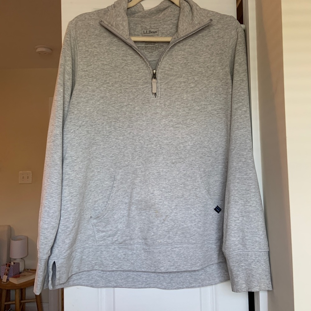 L.L. Bean Gray Quarter Zip Sweater in Stretch Fabric